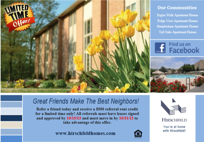 Hirschfeld Apartment Homes Resident Referral Program