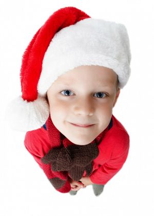 little boy with santa hat