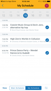 Artscape Mobile App My Schedule