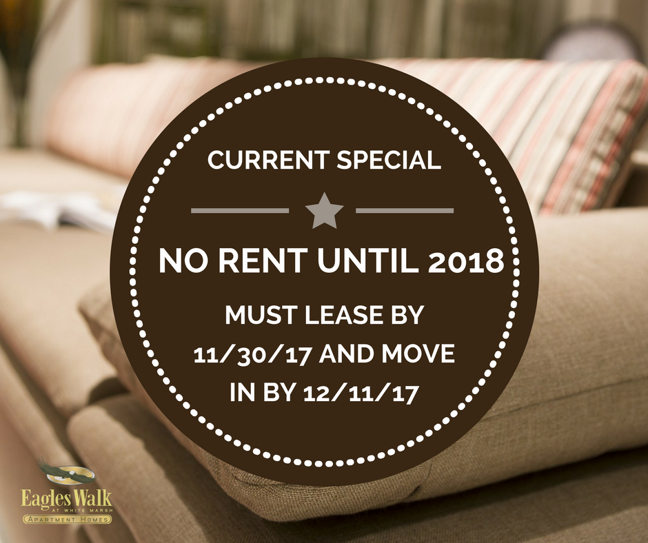 Current Special: NO RENT UNTIL 2018! Must lease by 11/30/17 and move in by 12/11/17