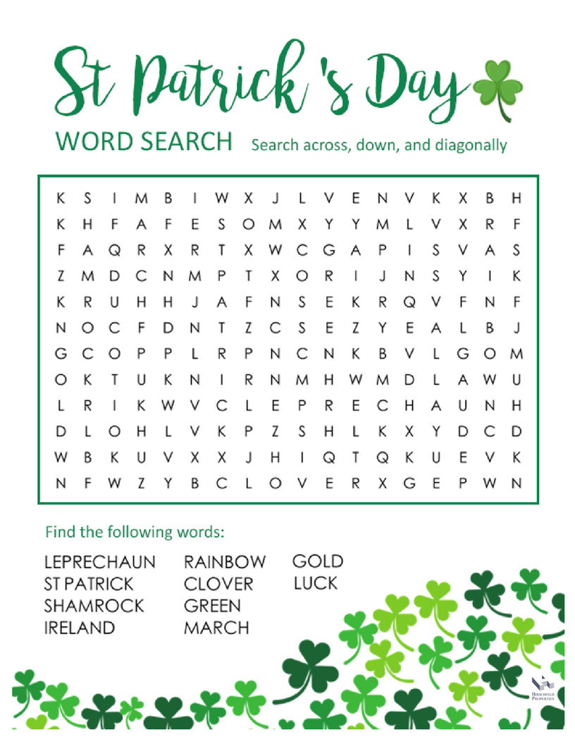 Free Printable St Patrick S Day Word Search