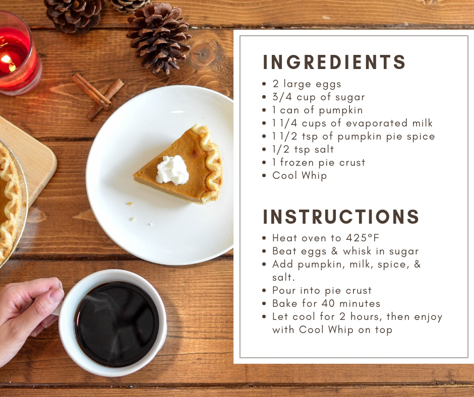 pumpkin pie recipe card