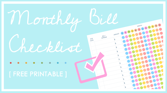 monthly bill checklist free printable graphic