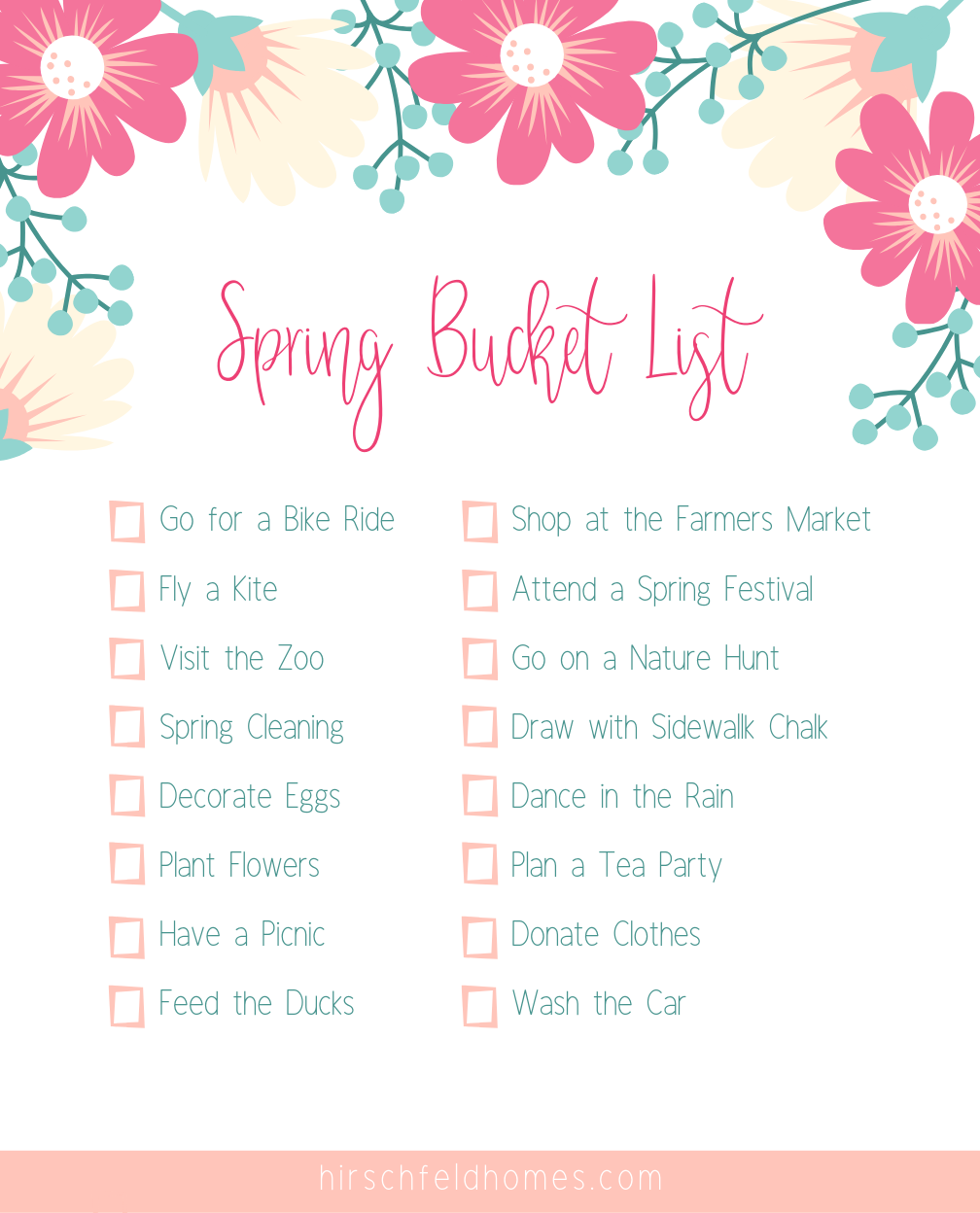 spring bucket list checklist