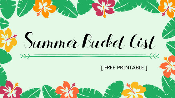 summer bucket list free printable